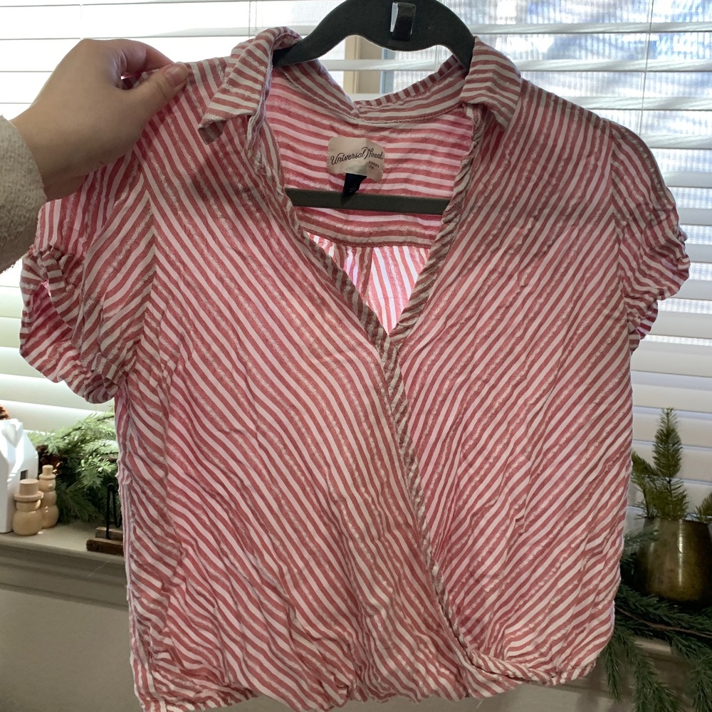 Pink Striped Wrap Shirt